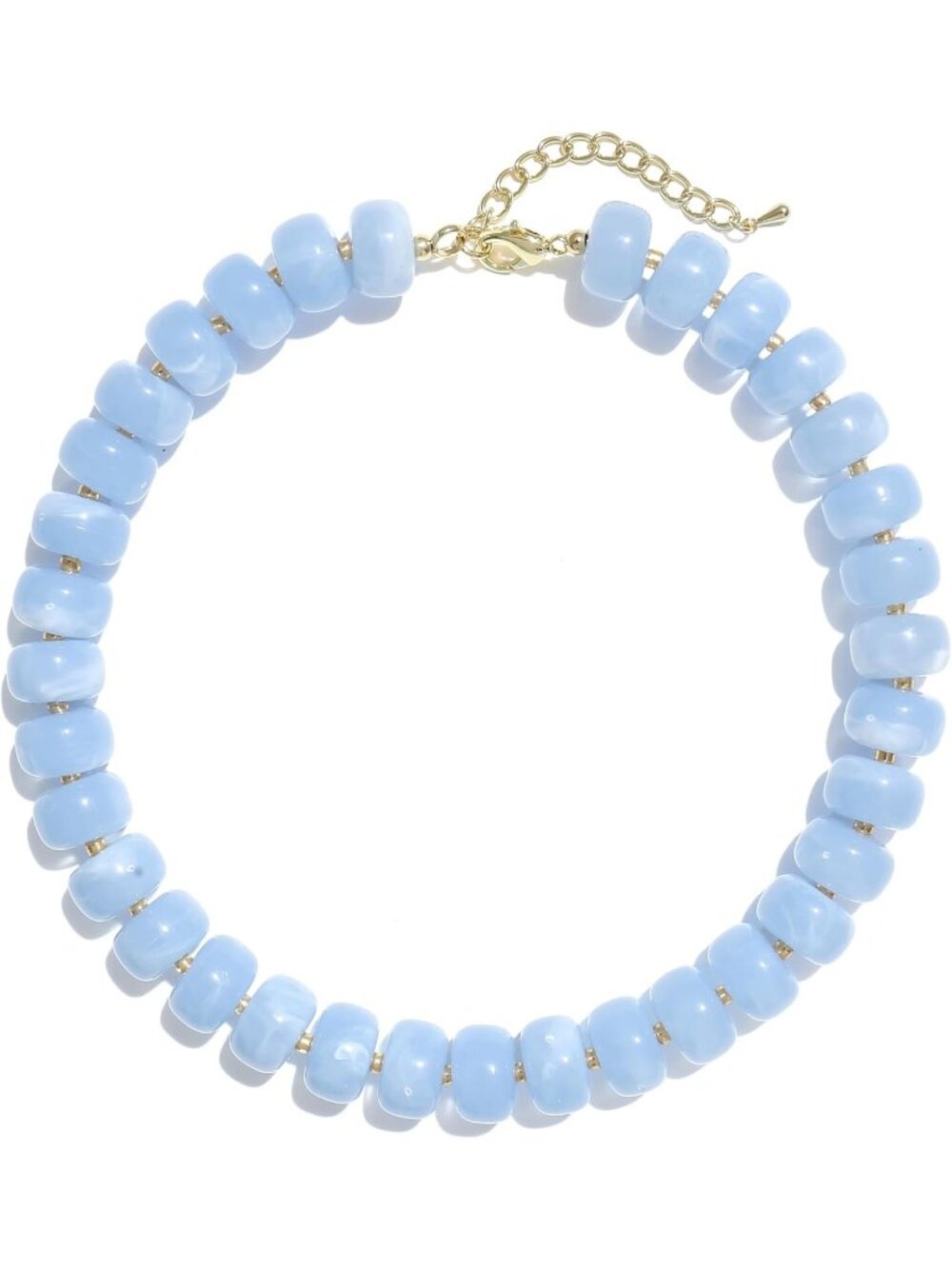 Women's Sky Blue Chunky Acrylic Beaded Choker Statement Trendy Jewelry Gift